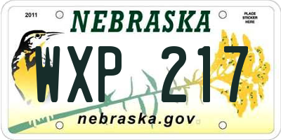 NE license plate WXP217