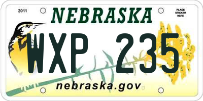NE license plate WXP235