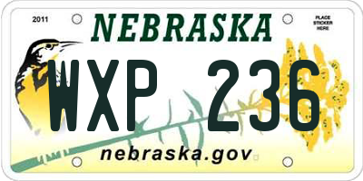 NE license plate WXP236