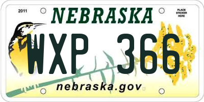 NE license plate WXP366