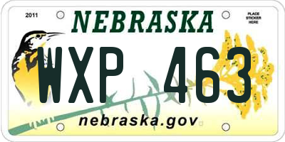 NE license plate WXP463