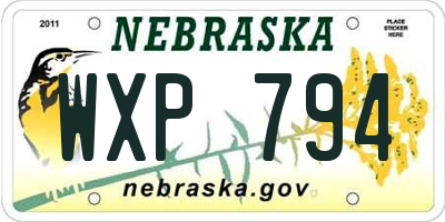 NE license plate WXP794
