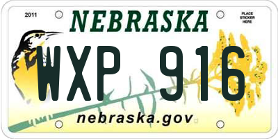 NE license plate WXP916