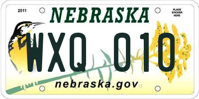 NE license plate WXQ010