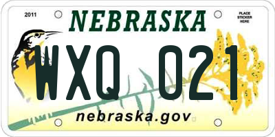NE license plate WXQ021