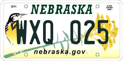 NE license plate WXQ025