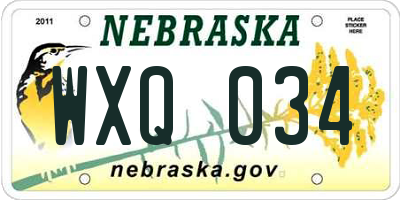 NE license plate WXQ034