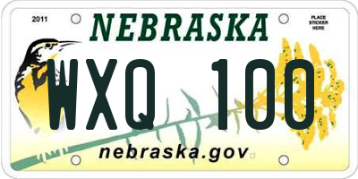 NE license plate WXQ100