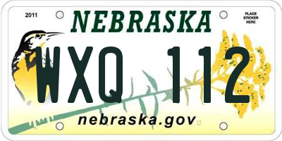 NE license plate WXQ112