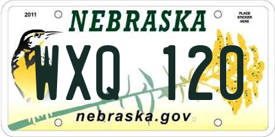 NE license plate WXQ120