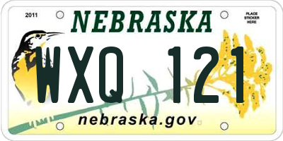 NE license plate WXQ121
