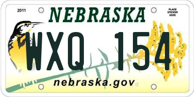 NE license plate WXQ154