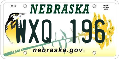 NE license plate WXQ196