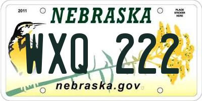 NE license plate WXQ222