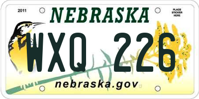 NE license plate WXQ226