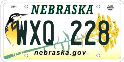NE license plate WXQ228