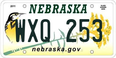 NE license plate WXQ253