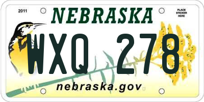 NE license plate WXQ278