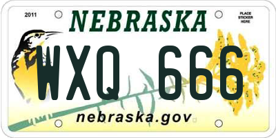 NE license plate WXQ666