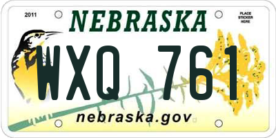 NE license plate WXQ761