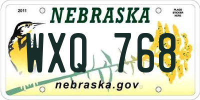 NE license plate WXQ768