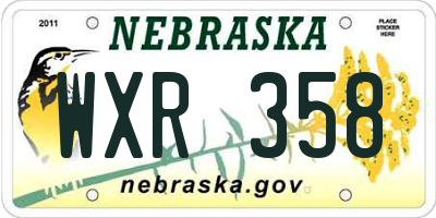 NE license plate WXR358