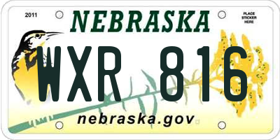 NE license plate WXR816