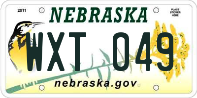 NE license plate WXT049
