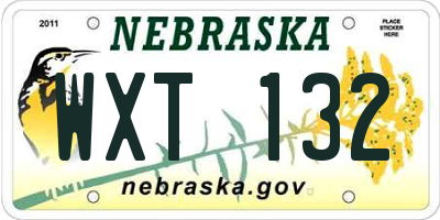 NE license plate WXT132