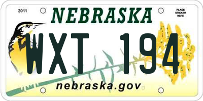 NE license plate WXT194