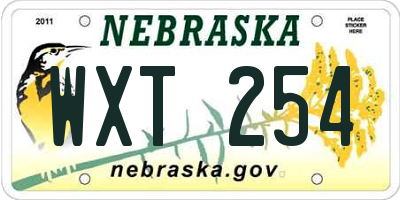 NE license plate WXT254
