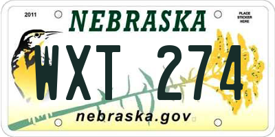 NE license plate WXT274