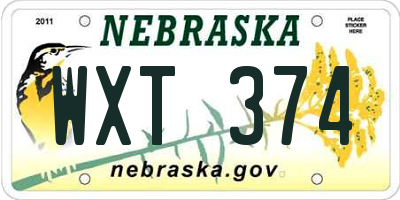 NE license plate WXT374