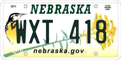 NE license plate WXT418