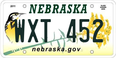 NE license plate WXT452