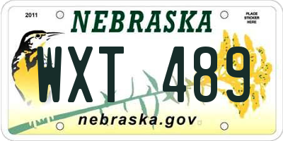 NE license plate WXT489