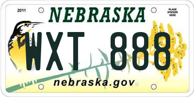 NE license plate WXT888