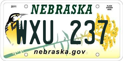 NE license plate WXU237