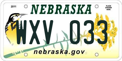 NE license plate WXV033
