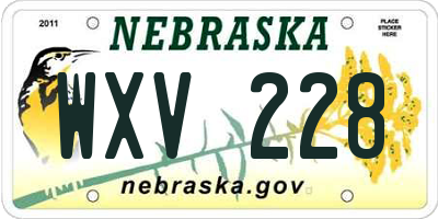 NE license plate WXV228