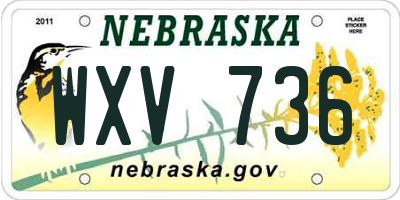 NE license plate WXV736