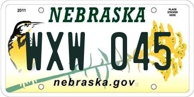 NE license plate WXW045