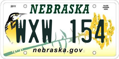 NE license plate WXW154
