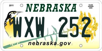 NE license plate WXW252