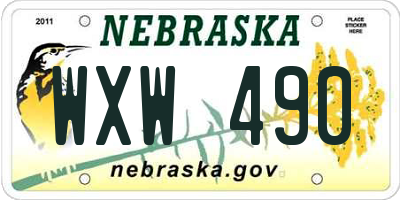 NE license plate WXW490