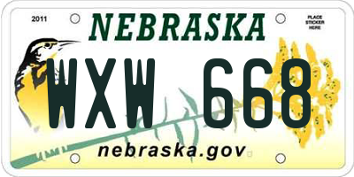 NE license plate WXW668