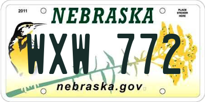NE license plate WXW772