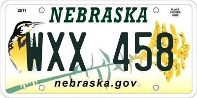 NE license plate WXX458