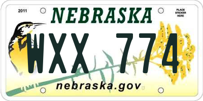 NE license plate WXX774