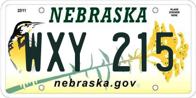 NE license plate WXY215